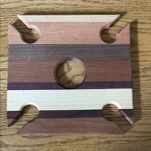 Wooden Wine Glass Holder with Multicolor Stripes